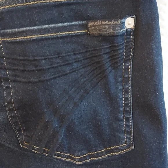 7 For All Mankind Women's Jeans Dojo Low Rise Dark Wash Flare Leg Size 28 - Picture 4 of 16